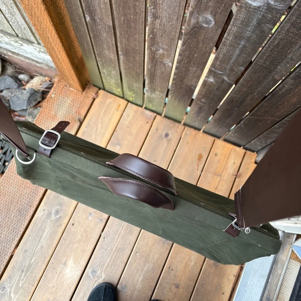 Line Of Trade Cotton Canvas Weekender Bag In Olive/Khaki With Brown Leather